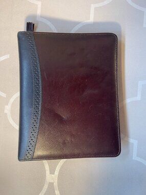 Franklin Quest Vintage Top Grain Leather Planner Binder Made in USA Organizer